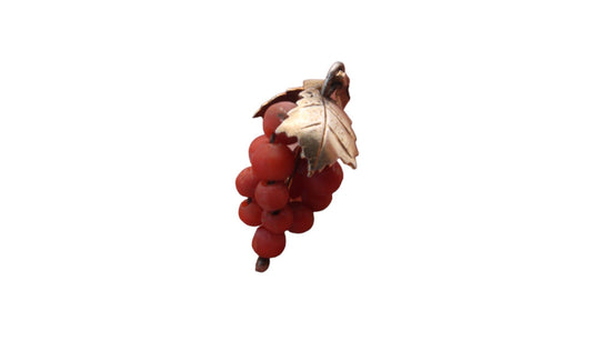Art Deco Silver Gilt Coral Grape Vine Pendant Charm