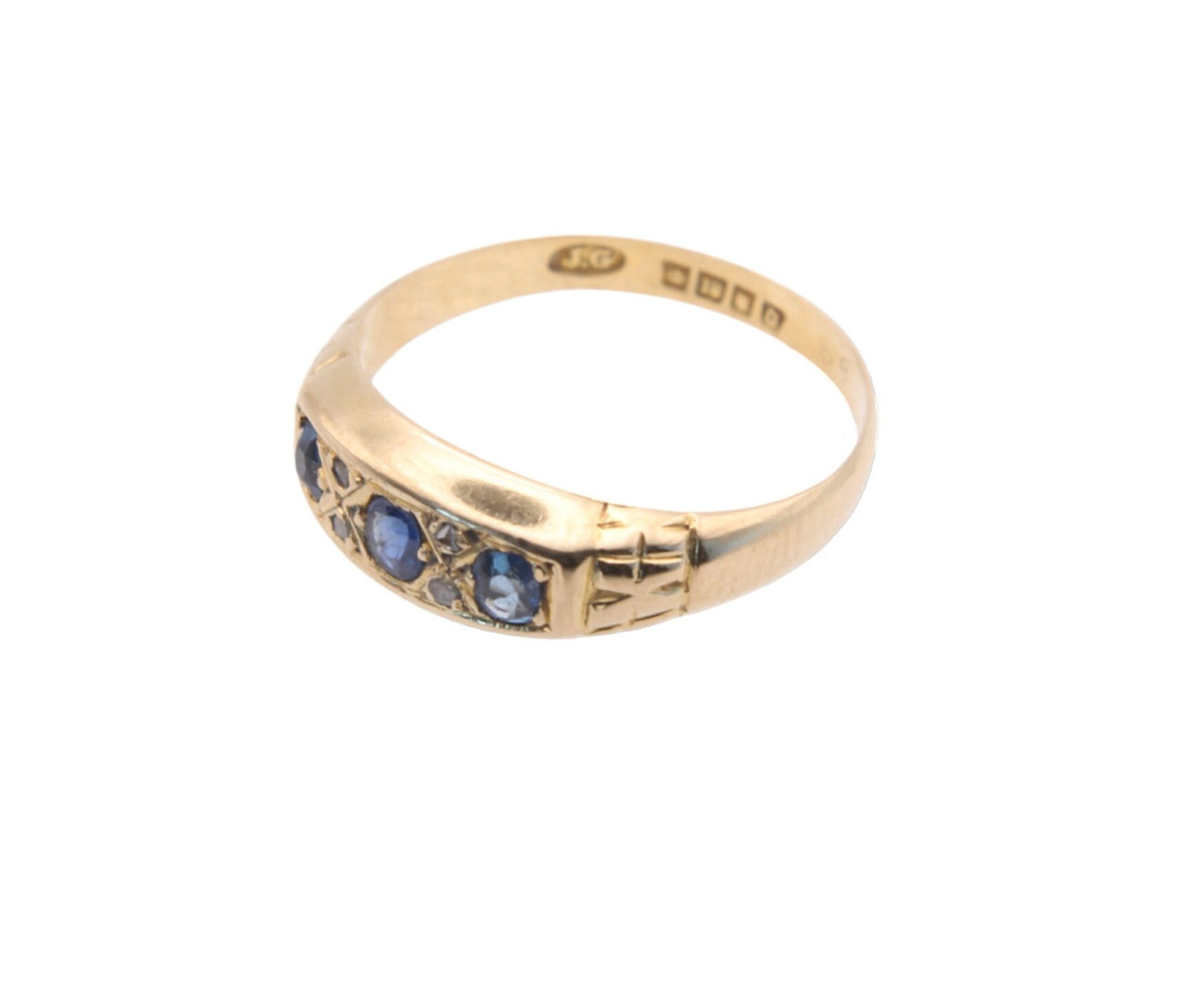 Antique 18ct Gold Sapphire & Diamond Ring - 1929