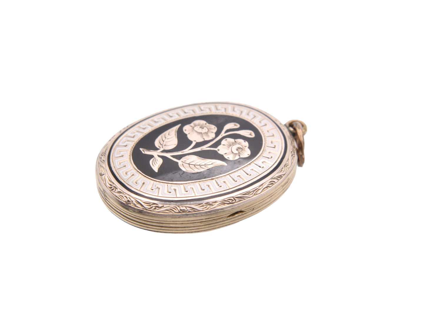 Antique 9ct Gold Black Enamel Forget-Me-Not Locket c.1860