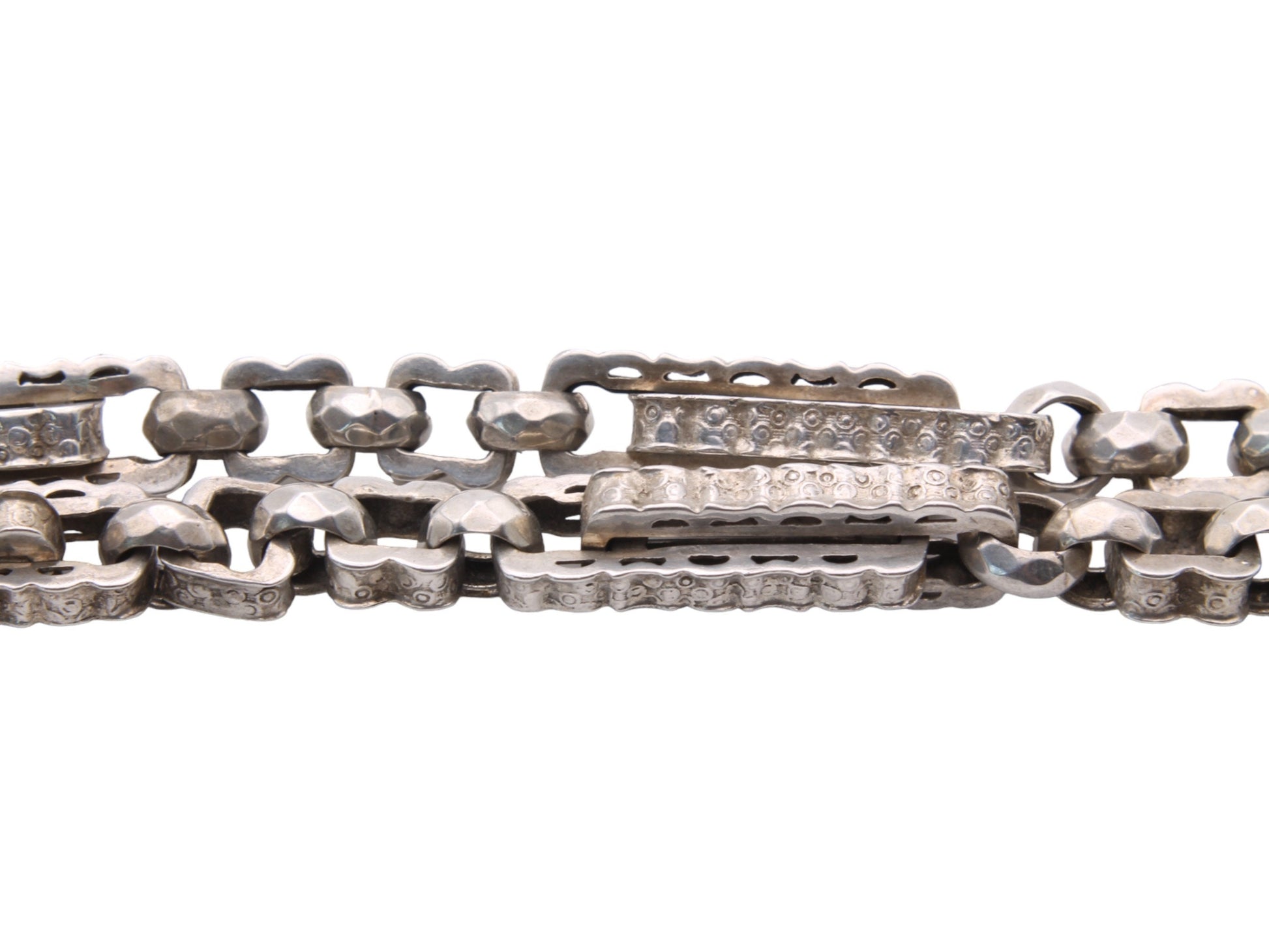 Antique-Victorian-Silver-Fancy-Link-Necklace-Watch-Chain,-15"