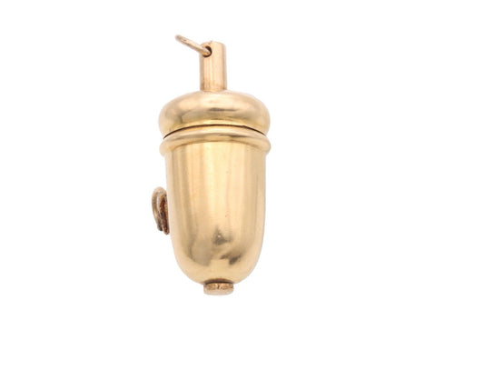 Antique 18ct Gold Acorn Sewing Tape Measure Pendant, 1892