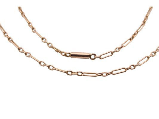 Antique 15ct Gold Trombone Link Necklace Barrel Clasp