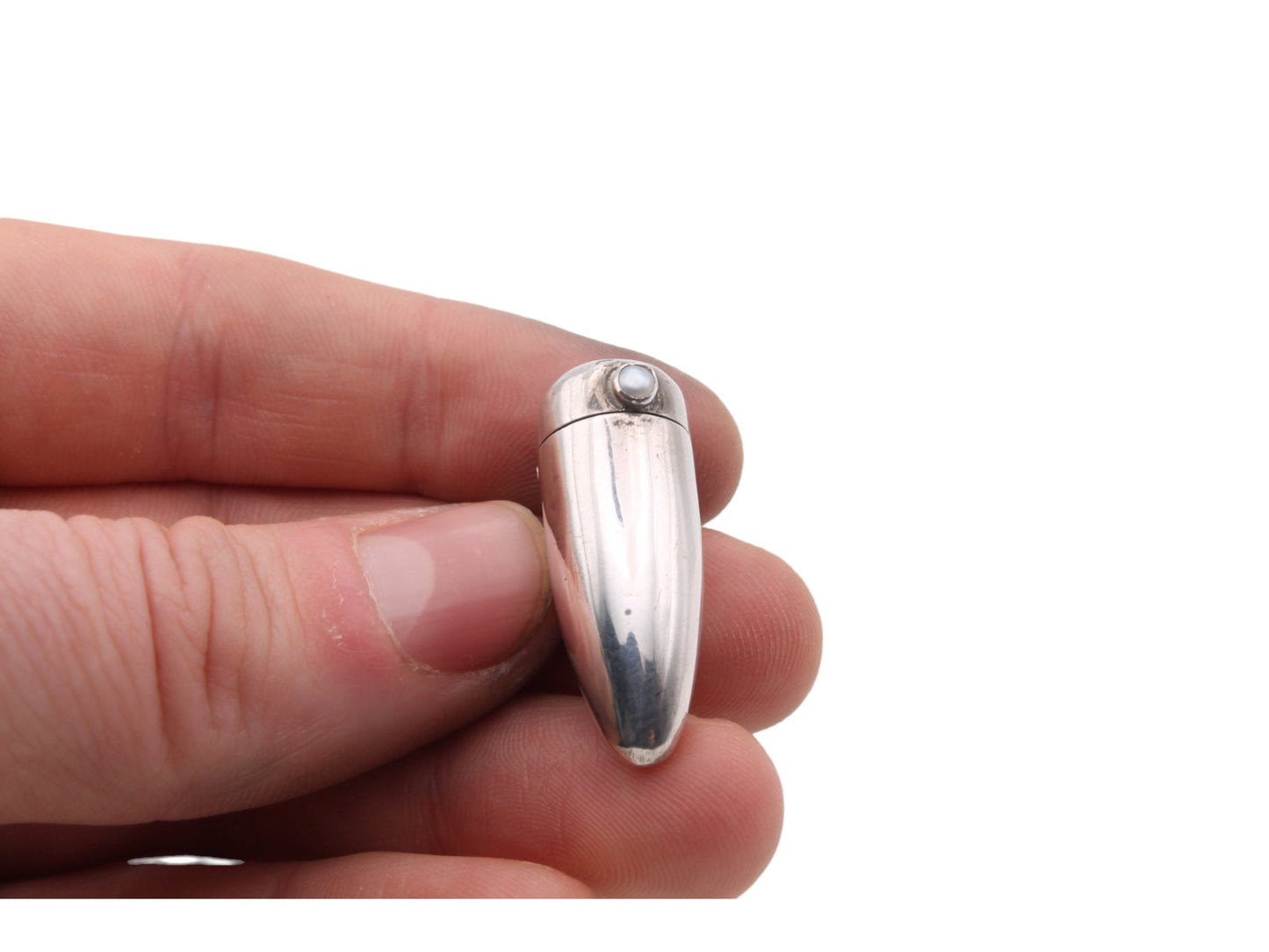 Antique Sterling Silver Bullet Shaped Keepsake Holder