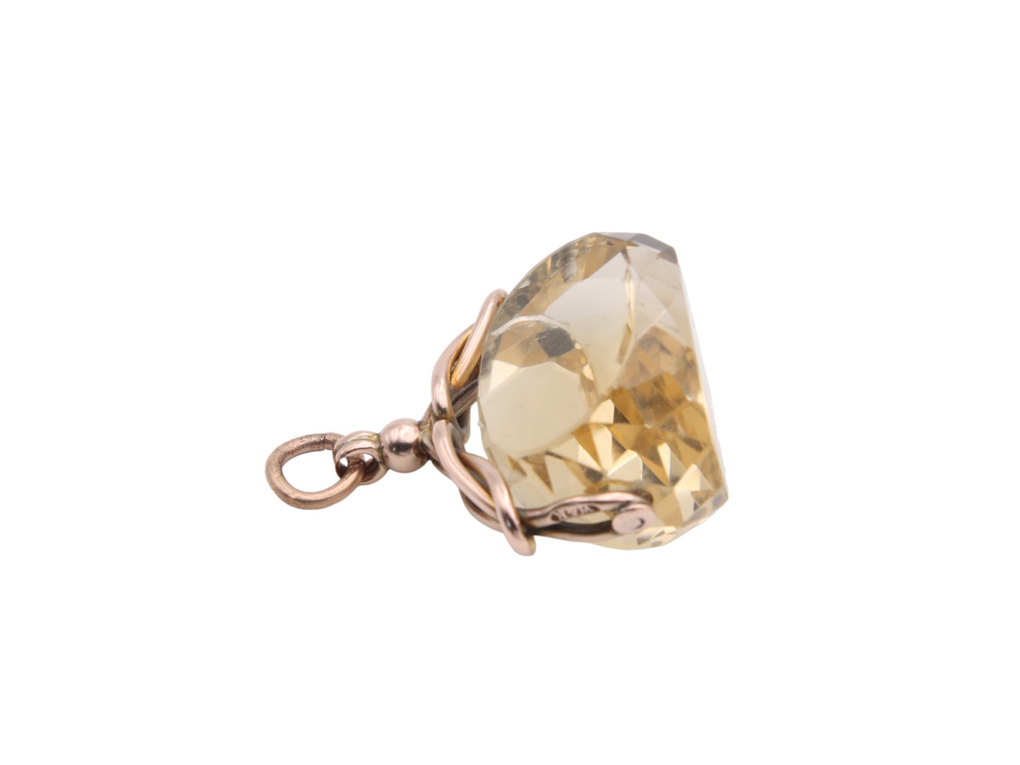 Antique 9ct Gold Citrine Spinner Pendant