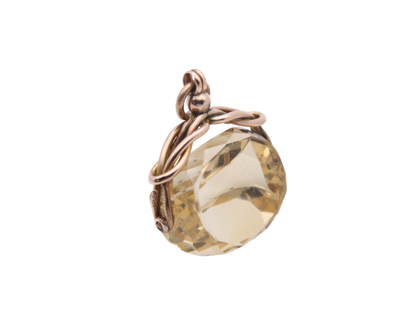 Antique 9ct Gold Citrine Spinner Pendant
