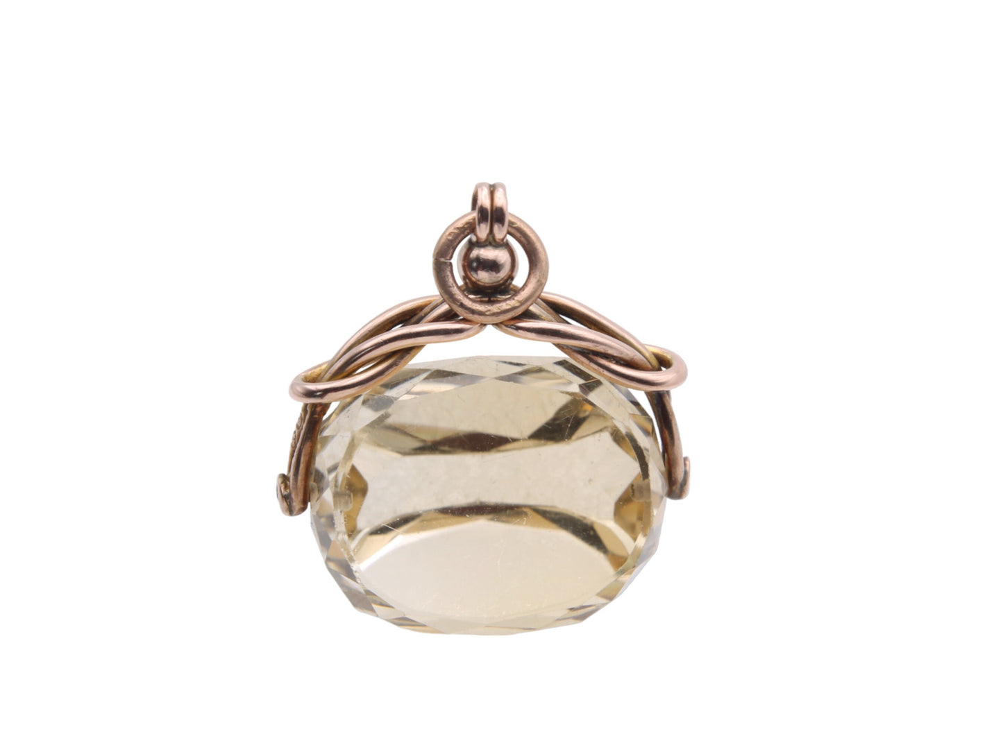 Antique 9ct Gold Citrine Spinner Pendant