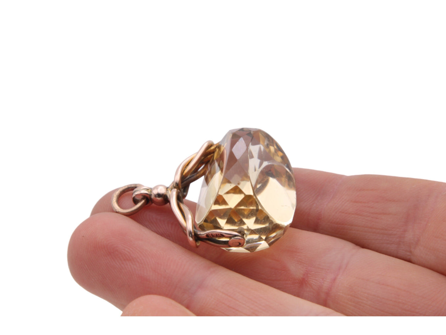 Antique 9ct Gold Citrine Spinner Pendant
