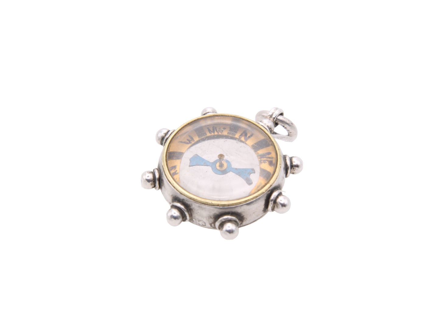 Antique Victorian Silver Compass Pendant