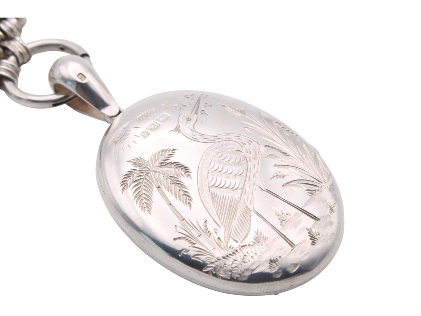 Victorian Sterling Silver Book Chain Locket Necklace: Maltese Cross, Forget-Me-Not