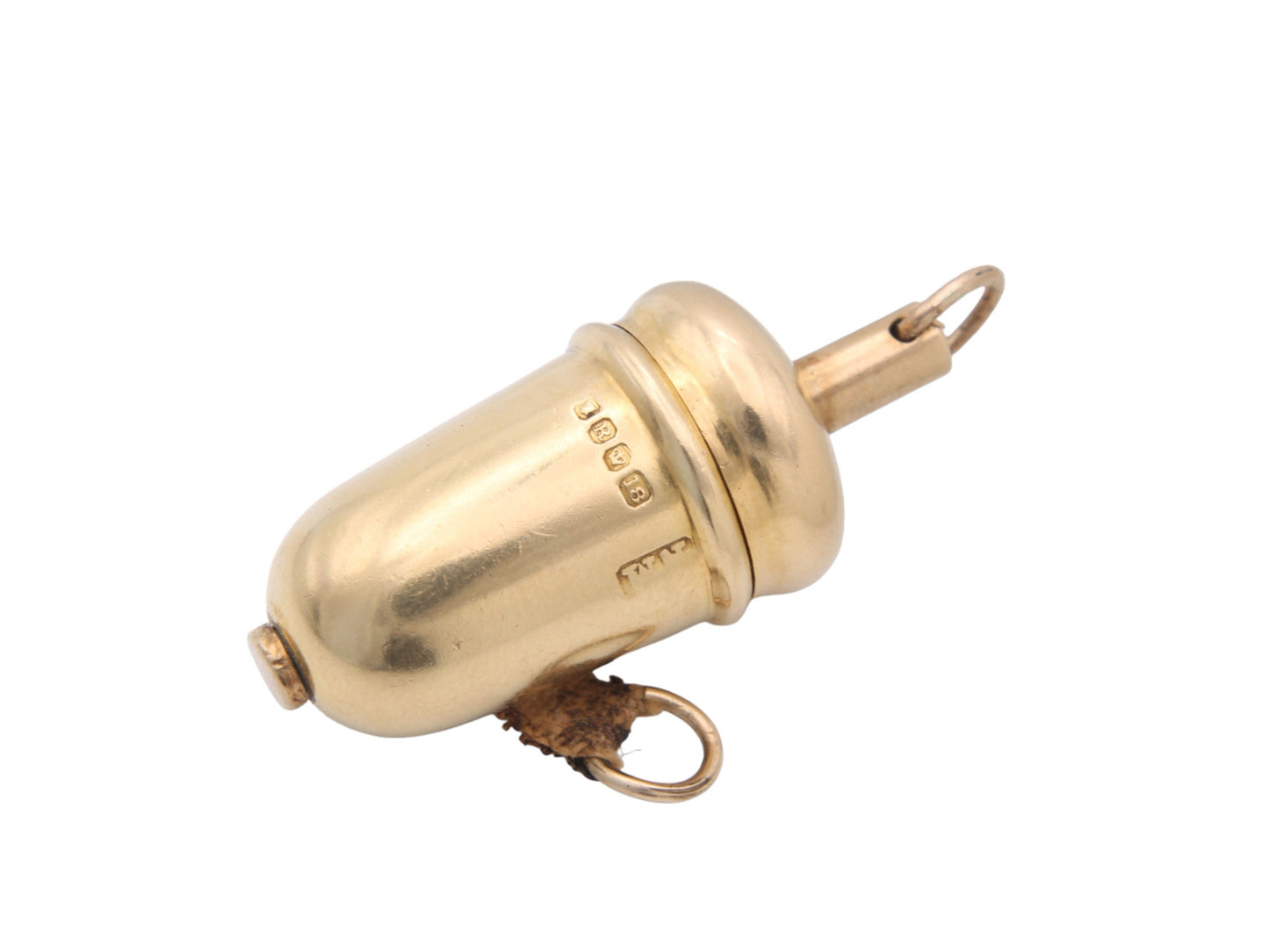 Antique 18ct Gold Acorn Sewing Tape Measure Pendant, 1892