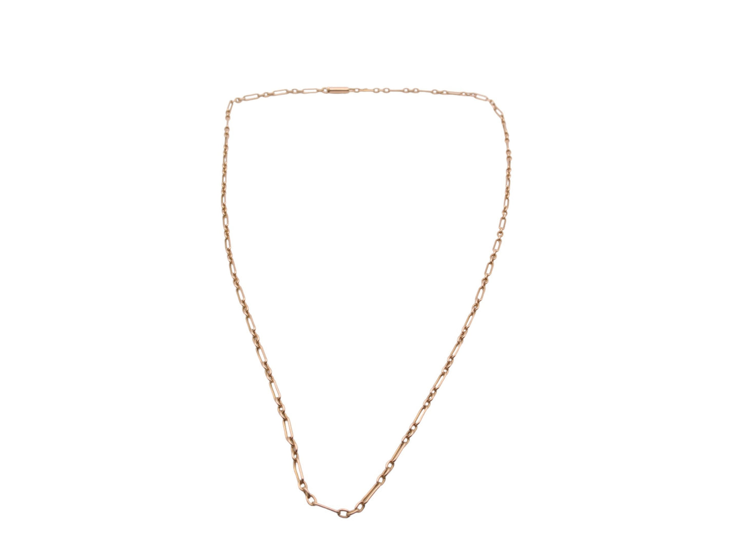 Antique 15ct Gold Trombone Link Necklace Barrel Clasp