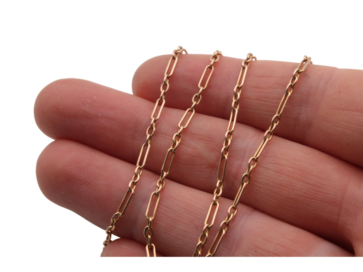 Antique 15ct Gold Trombone Link Necklace Barrel Clasp