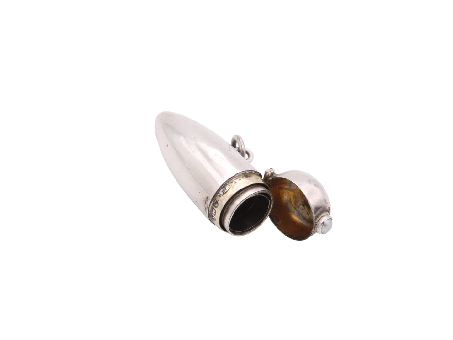 Antique Sterling Silver Bullet Shaped Keepsake Holder