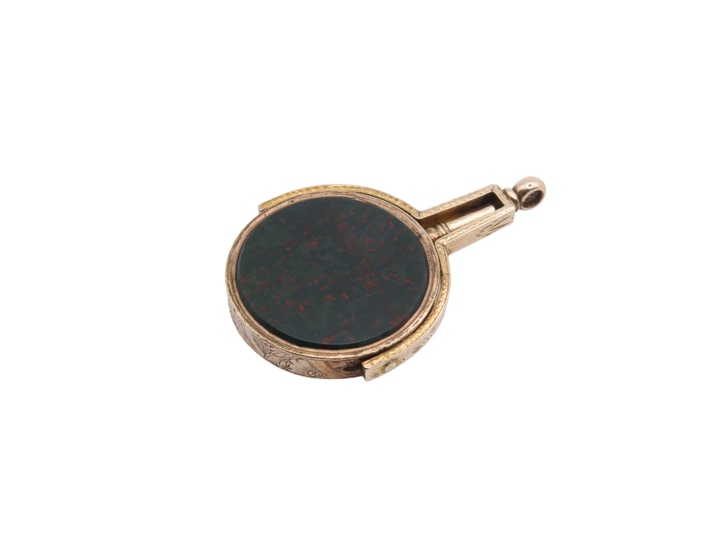 Antique 9ct Gold Large Carnelian Bloodstone Watch Key Pendant