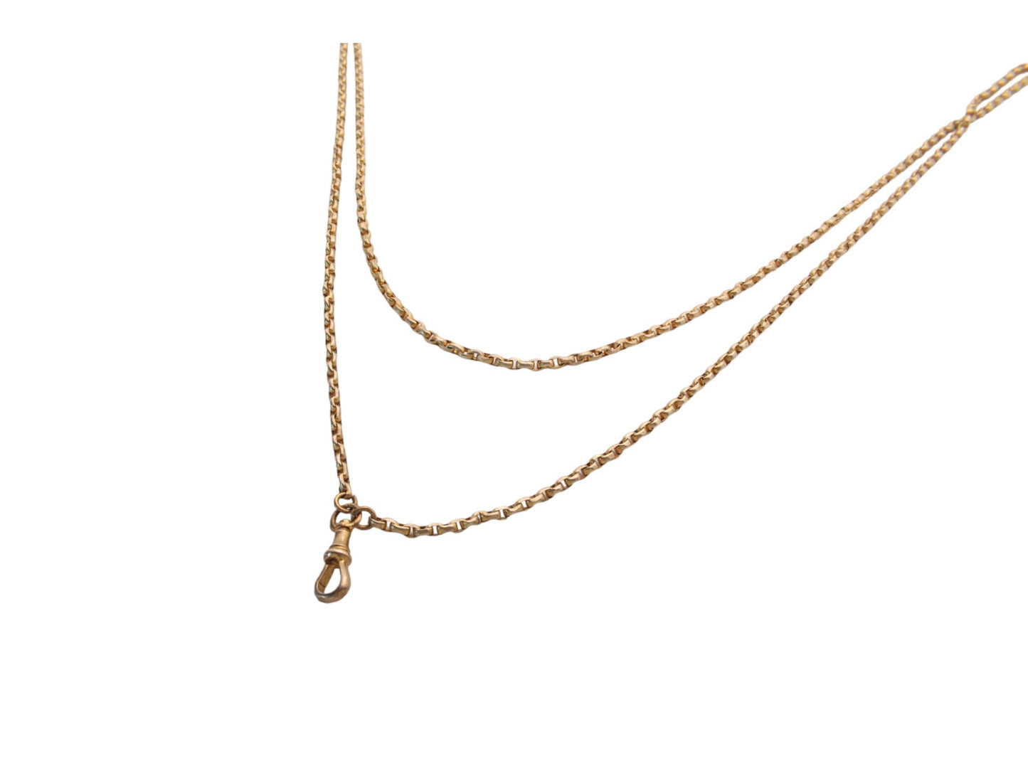 Antique Victorian 9ct Rolled Yellow Gold Long Guard Necklace - 53"