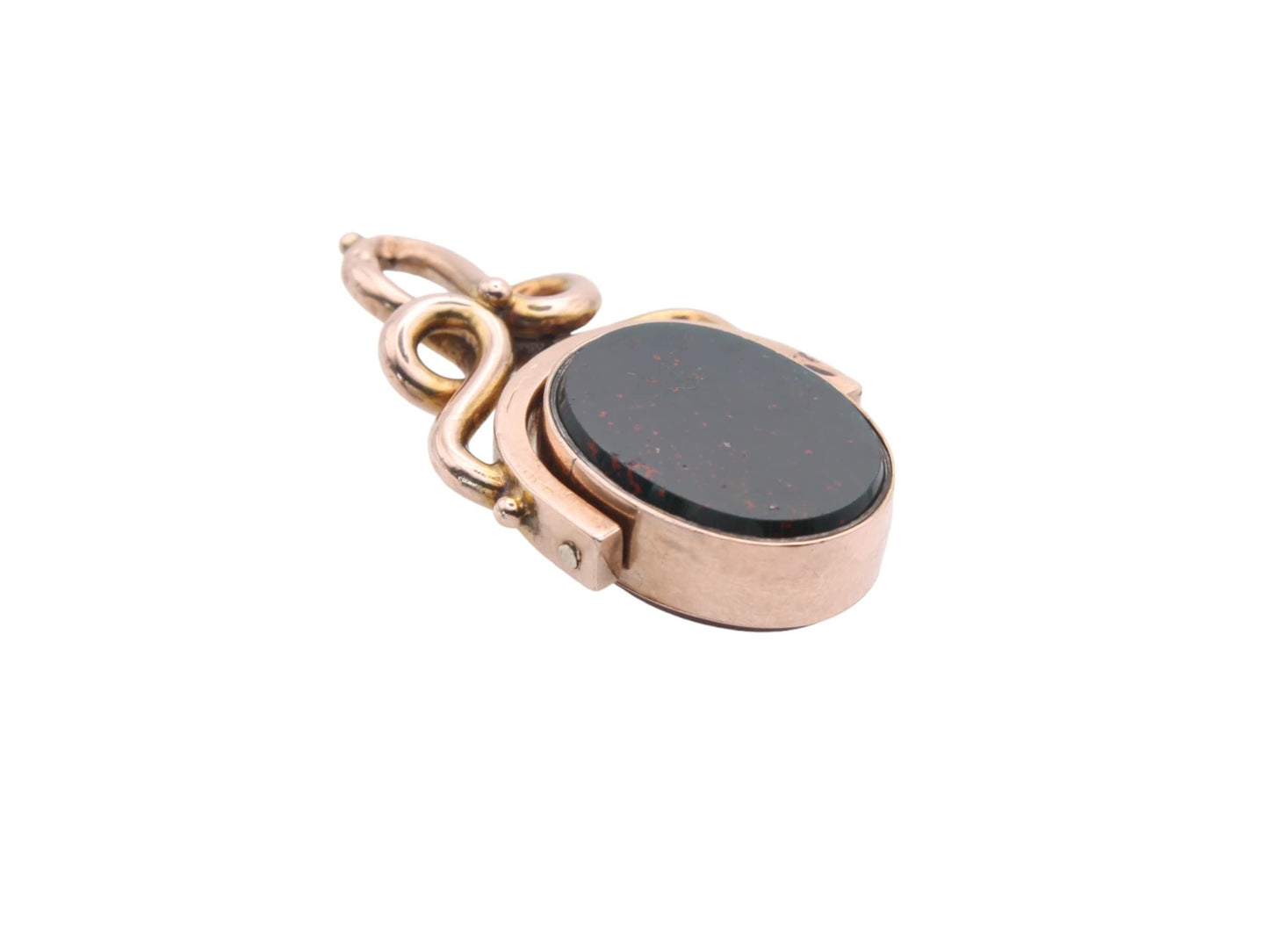 Antique 10ct Gold Bloodstone Carnelian Spinner Pendant