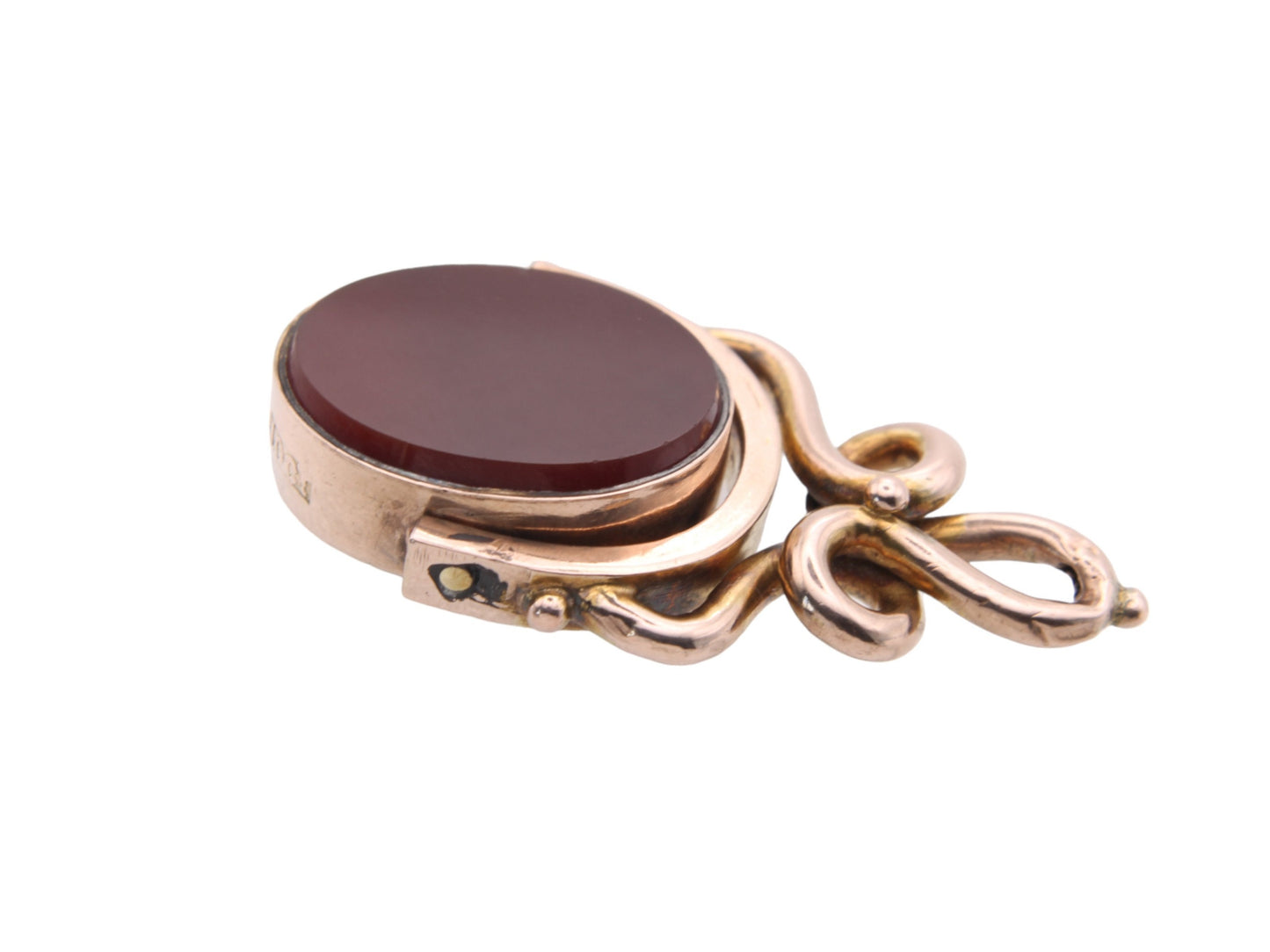 Antique 10ct Gold Bloodstone Carnelian Spinner Pendant