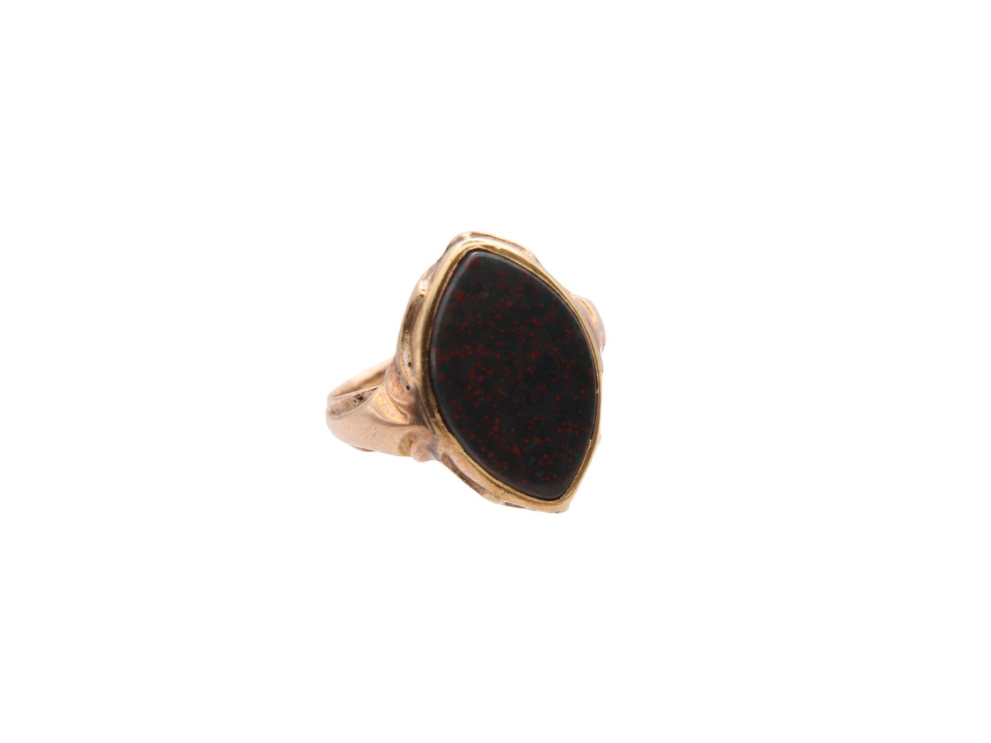 Antique 15ct Yellow Gold Lozenge Shaped Bloodstone Signet Ring