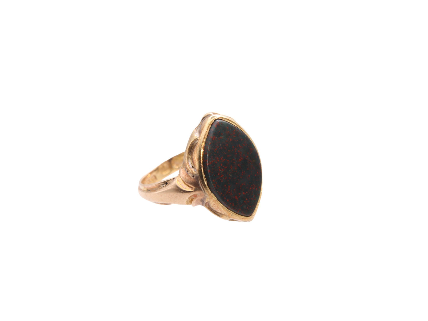 Antique 15ct Yellow Gold Lozenge Shaped Bloodstone Signet Ring