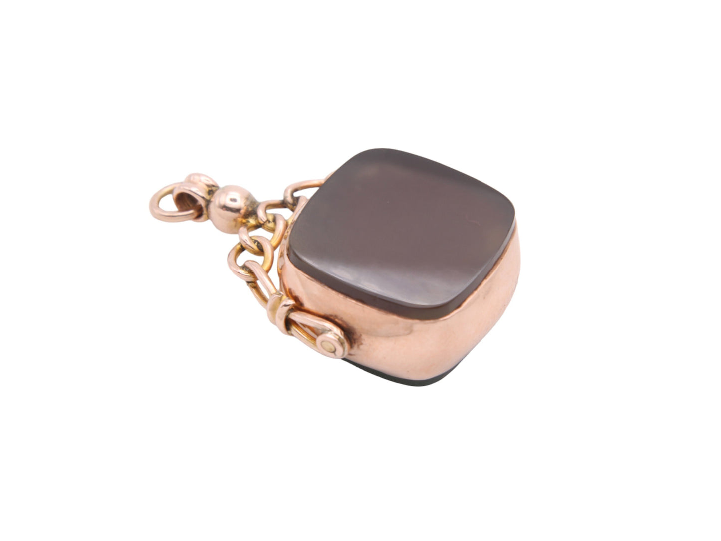 Antique 9ct Rose Gold Bloodstone Carnelian Spinner Pendant