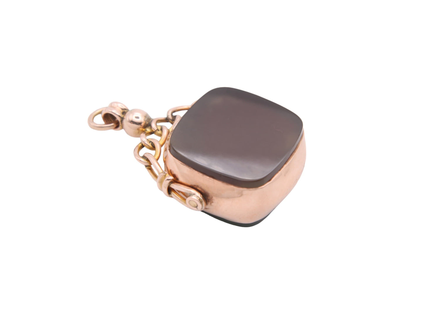 Antique 9ct Rose Gold Bloodstone Carnelian Spinner Pendant