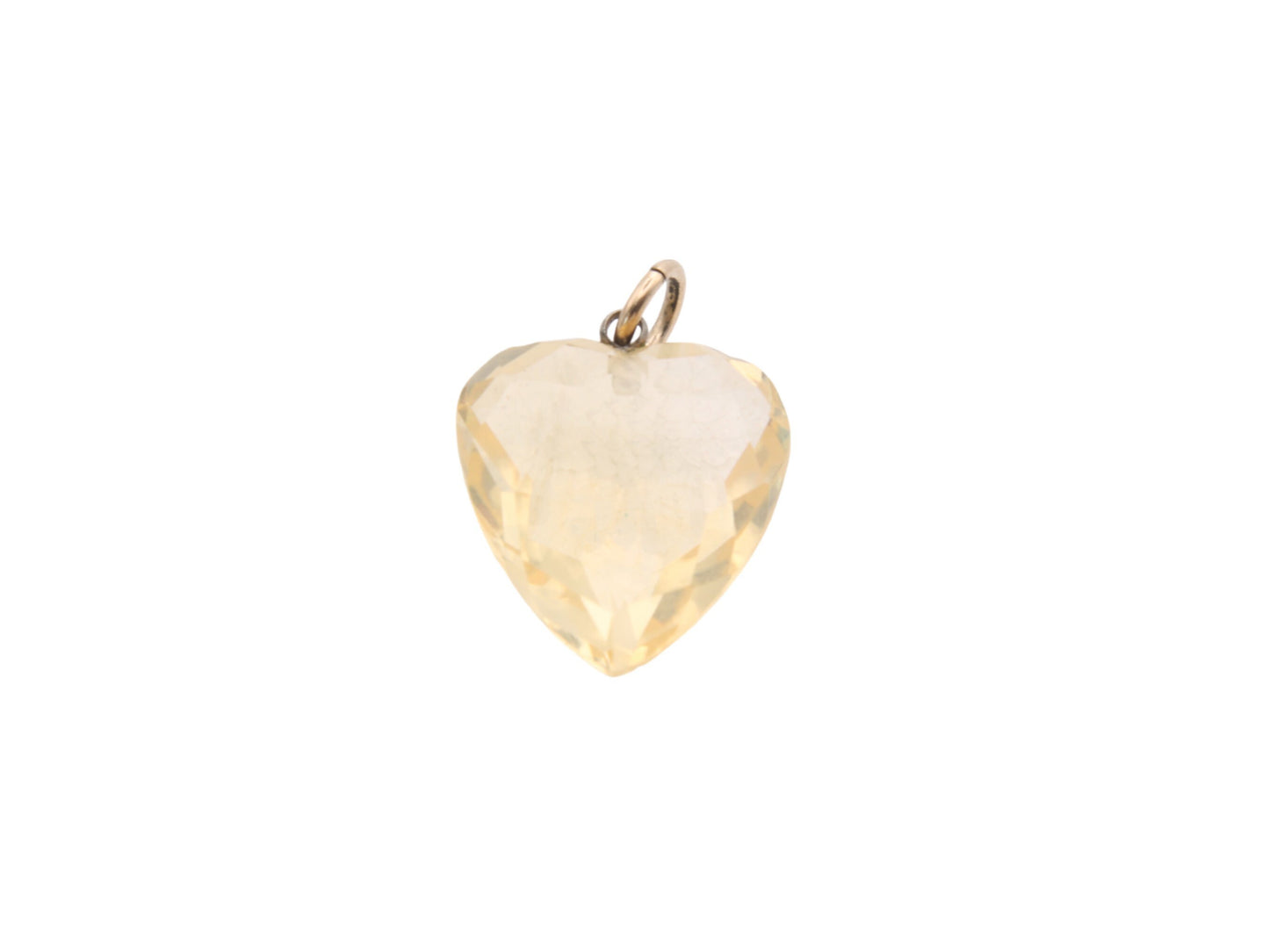 Antique 9ct Gold Faceted Citrine Heart Pendant