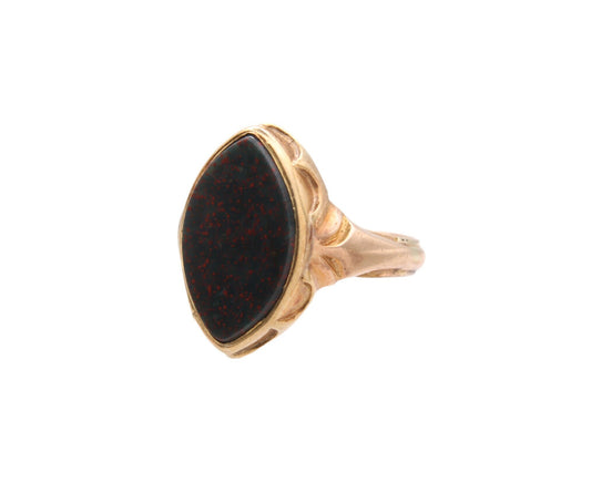 Antique 15ct Yellow Gold Lozenge Shaped Bloodstone Signet Ring