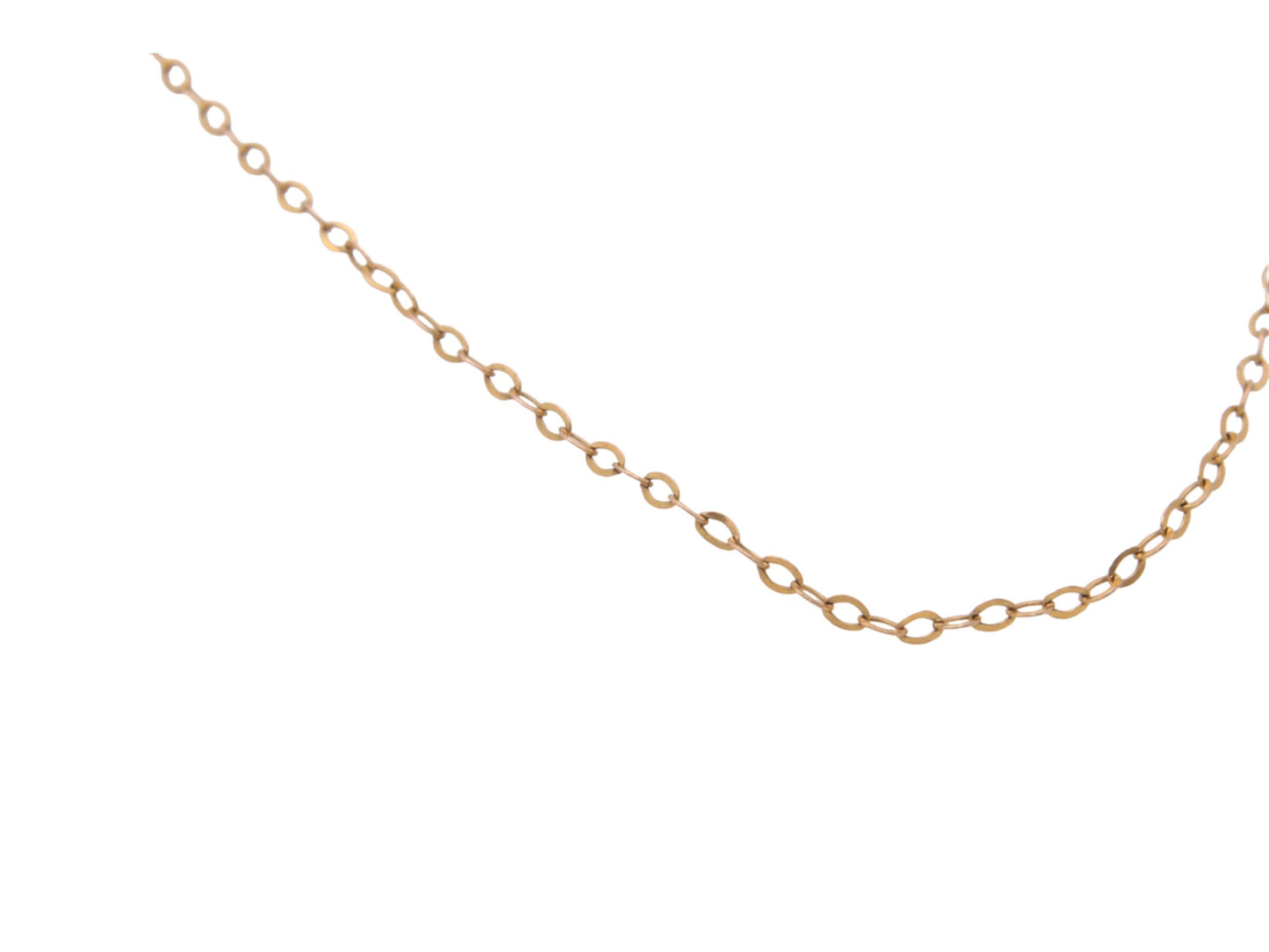 Antique 9ct Gold Dainty Rolo Link Necklace Chain, 16.5"