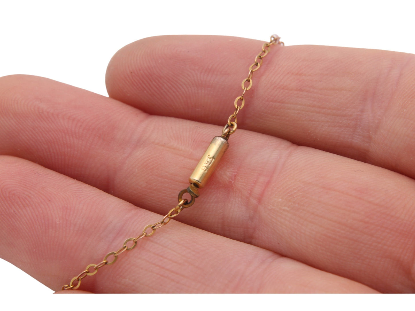 Antique 9ct Gold Dainty Rolo Link Necklace Chain, 16.5"