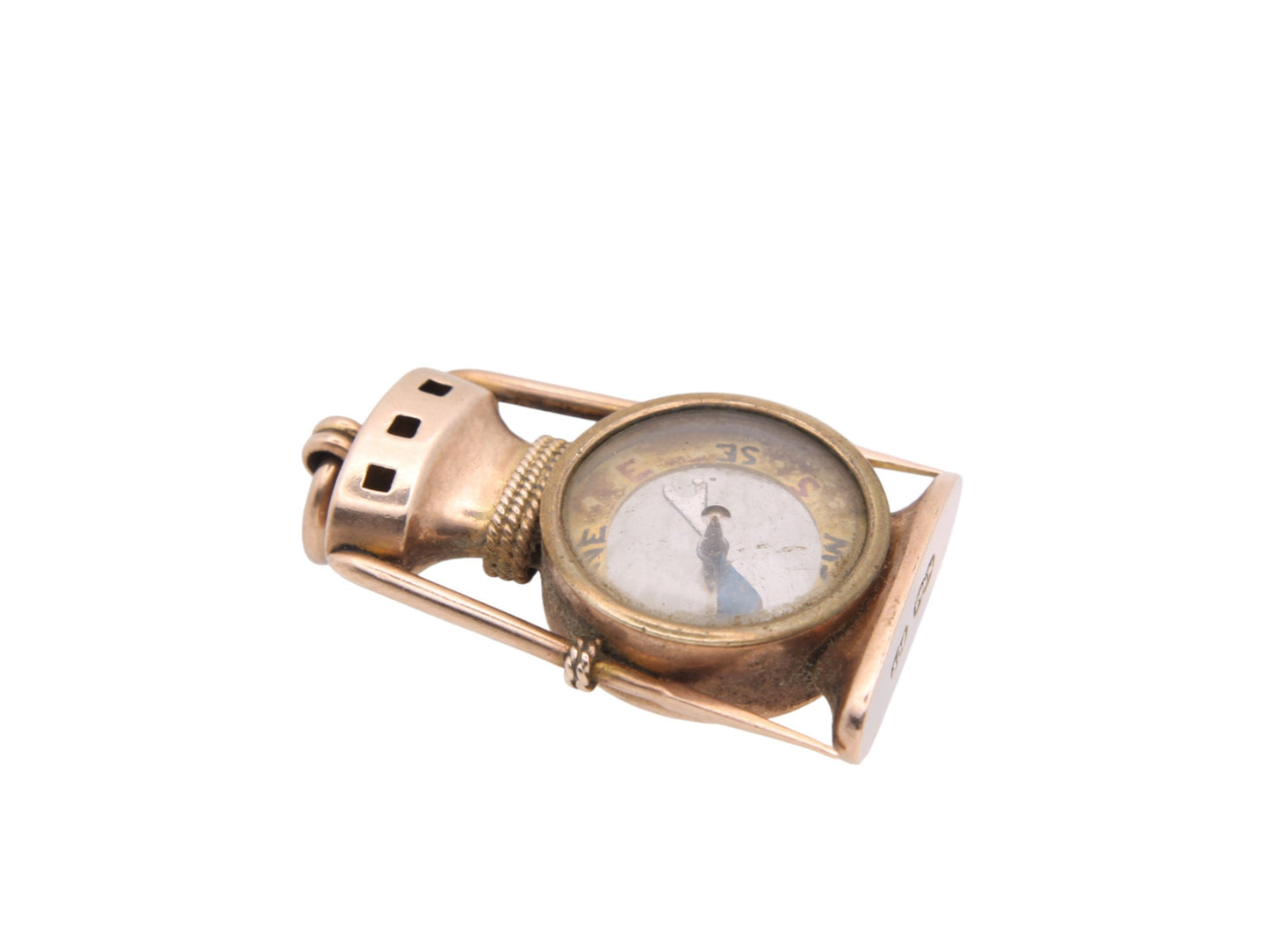 Antique 9ct Gold Lantern Compass Pendant Fob