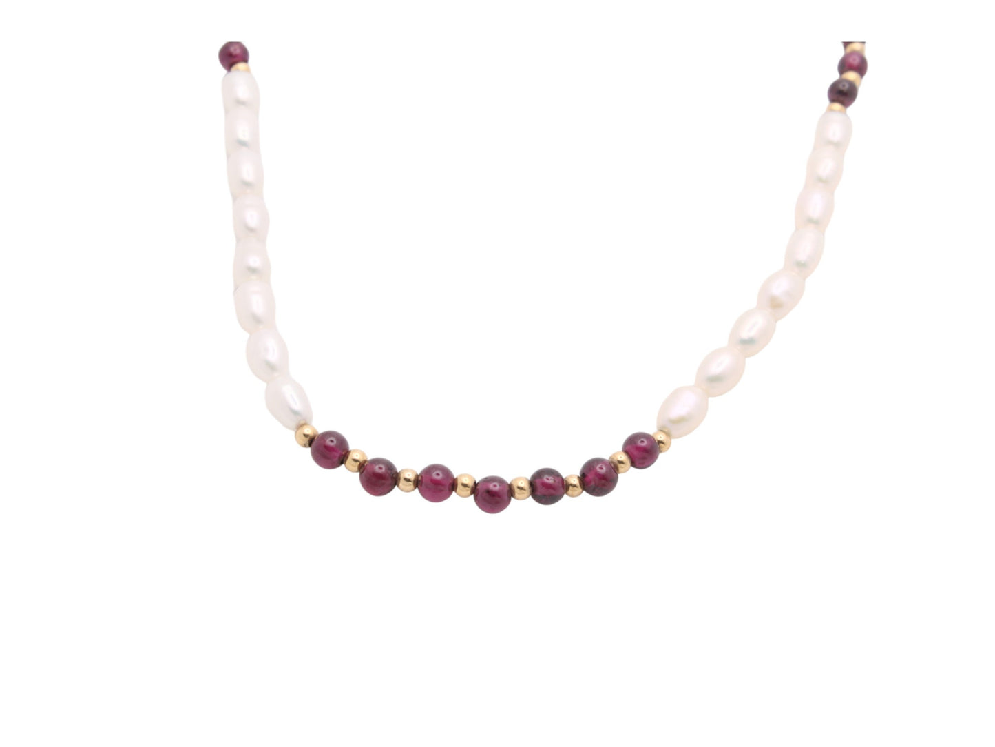 Vintage 14ct Gold Pearl & Garnet Necklace