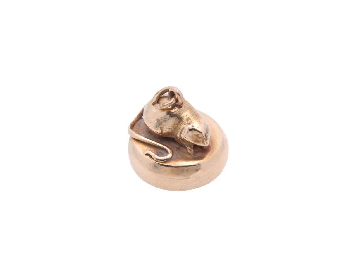 Antique 9ct Gold Mouse Pendant Fob