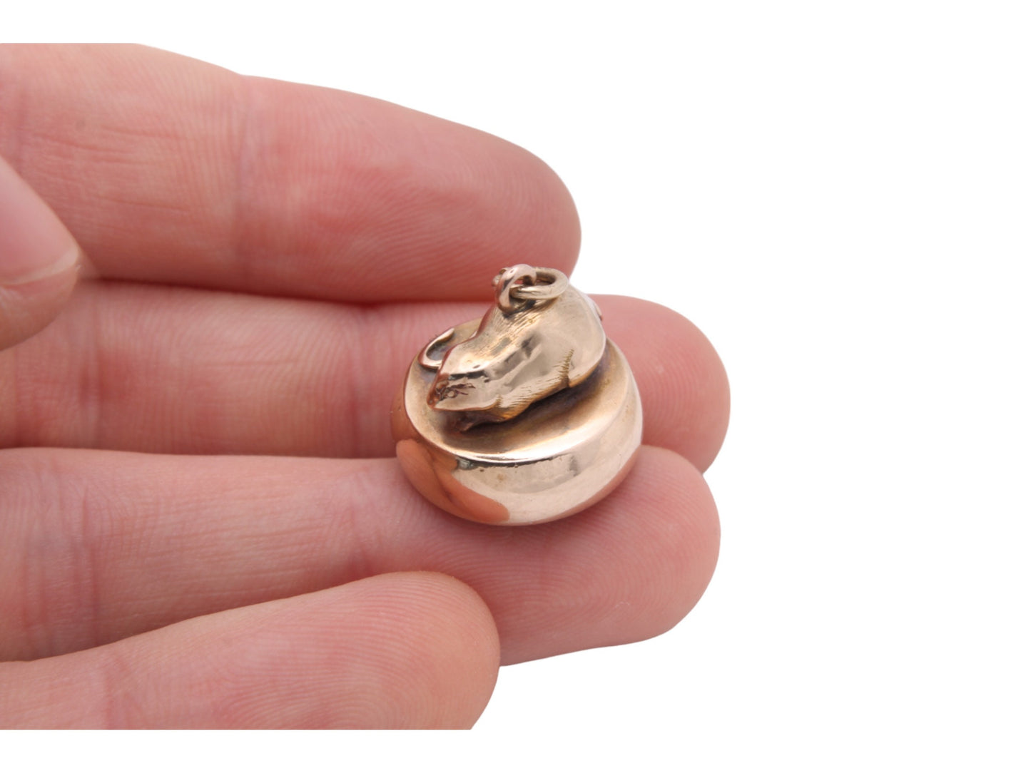 Antique 9ct Gold Mouse Pendant Fob