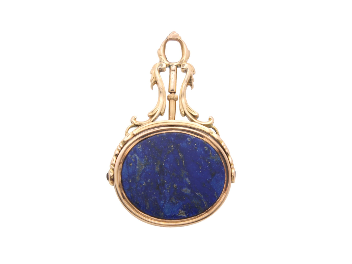 Antique 18ct Gold Lapis Lazuli Spinner Pendant With Locking Pin