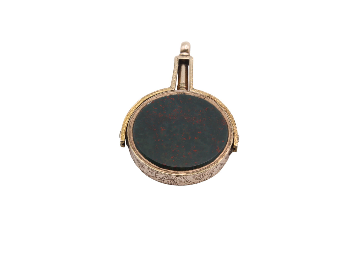Antique 9ct Gold Large Carnelian Bloodstone Watch Key Pendant
