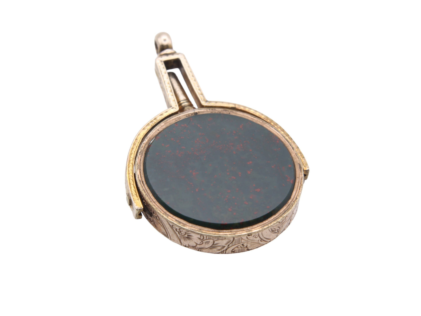 Antique 9ct Gold Large Carnelian Bloodstone Watch Key Pendant