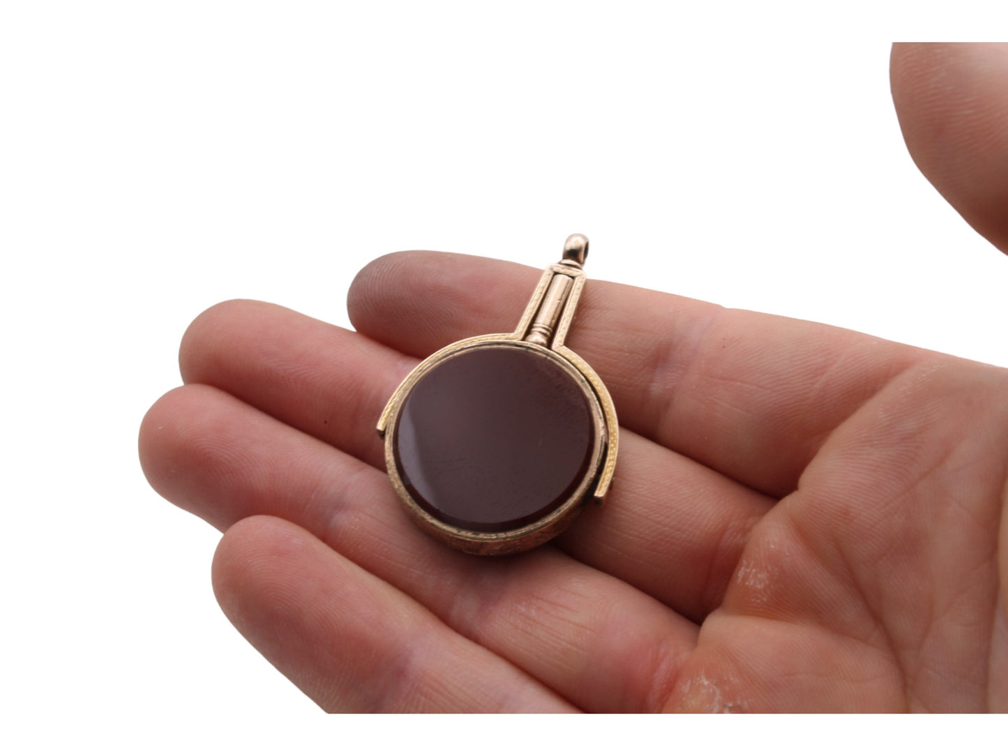 Antique 9ct Gold Large Carnelian Bloodstone Watch Key Pendant