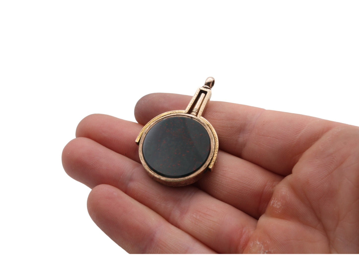 Antique 9ct Gold Large Carnelian Bloodstone Watch Key Pendant