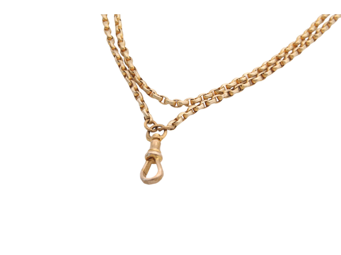 Antique Victorian 9ct Rolled Yellow Gold Long Guard Necklace - 53"