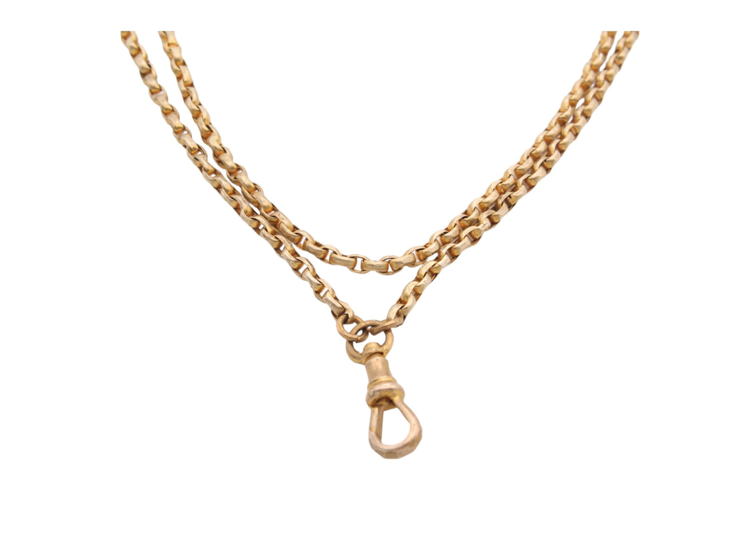 Antique Victorian 9ct Rolled Yellow Gold Long Guard Necklace - 53"