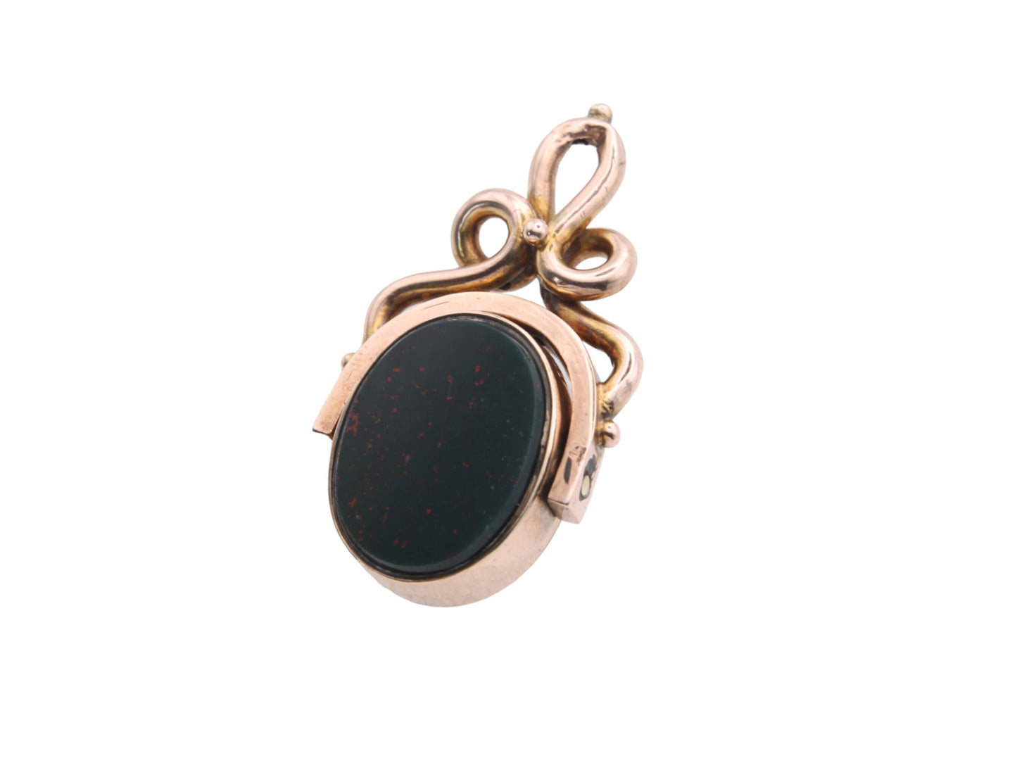 Antique 10ct Gold Bloodstone Carnelian Spinner Pendant