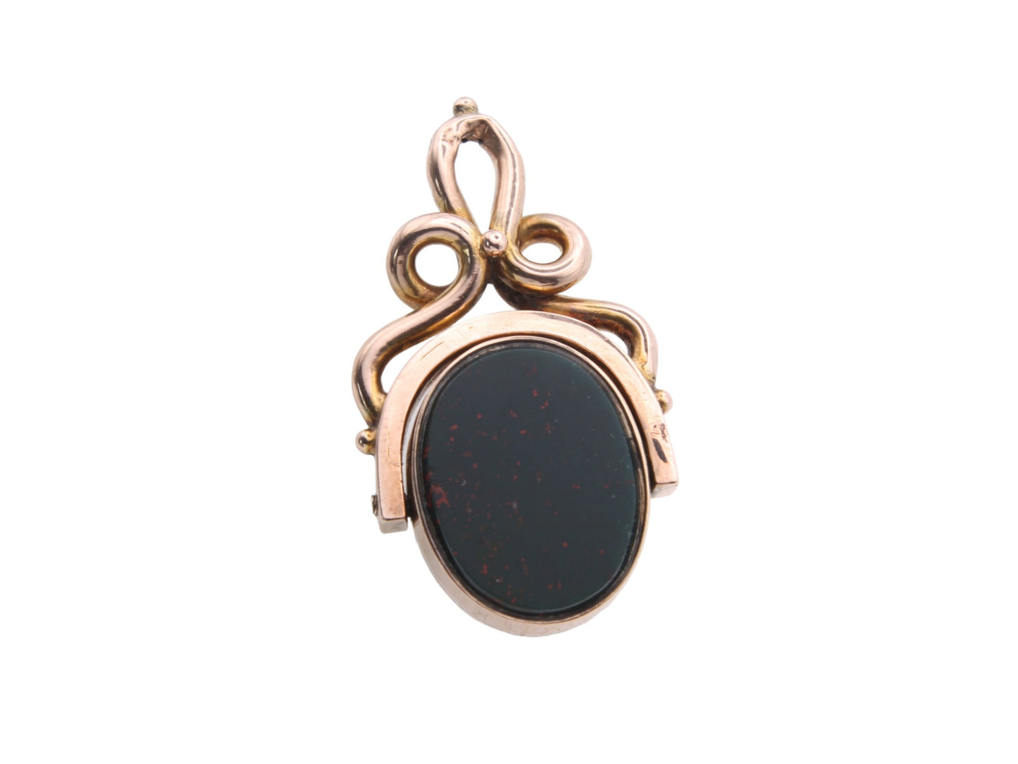 Antique 10ct Gold Bloodstone Carnelian Spinner Pendant