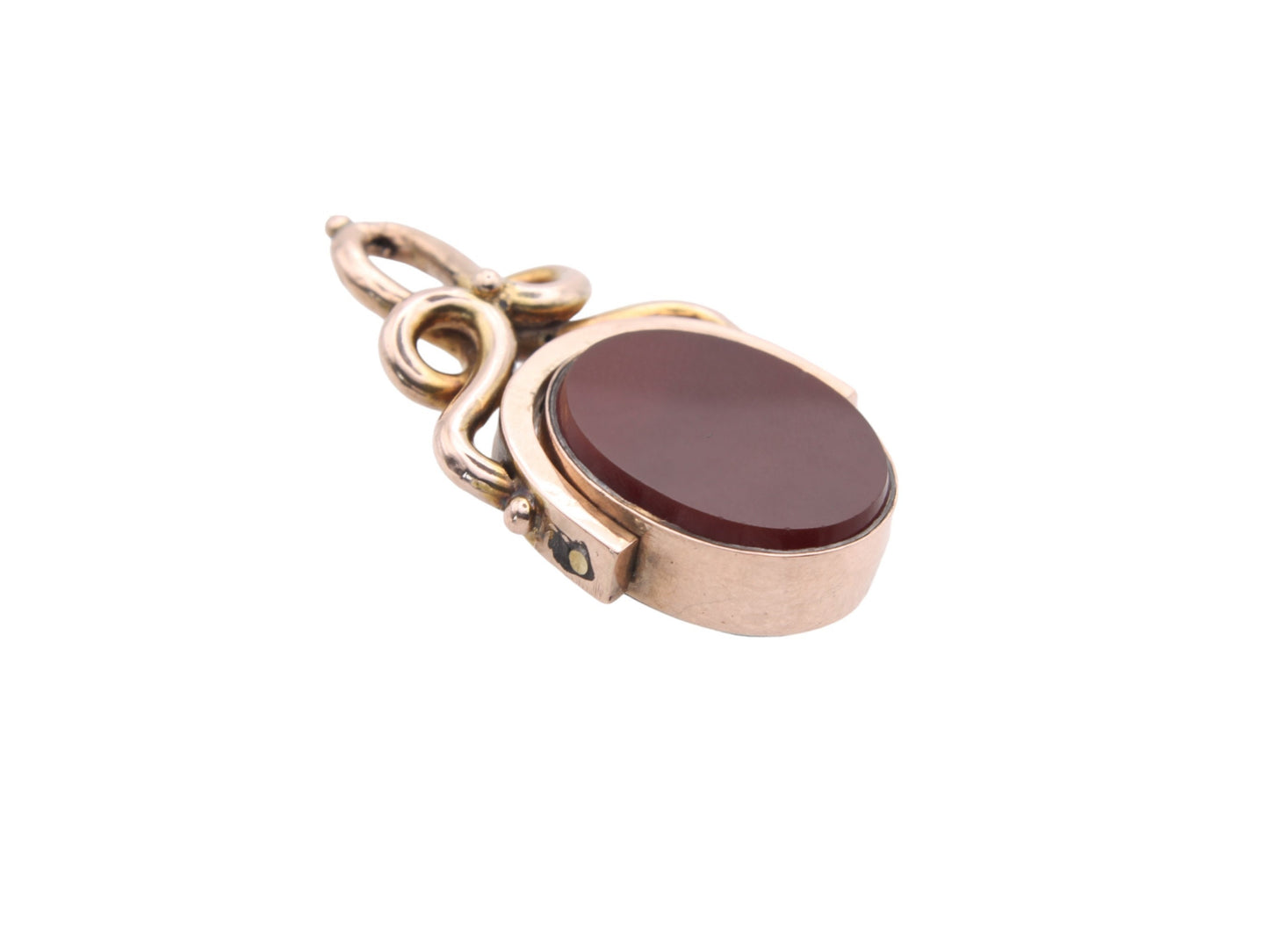 Antique 10ct Gold Bloodstone Carnelian Spinner Pendant