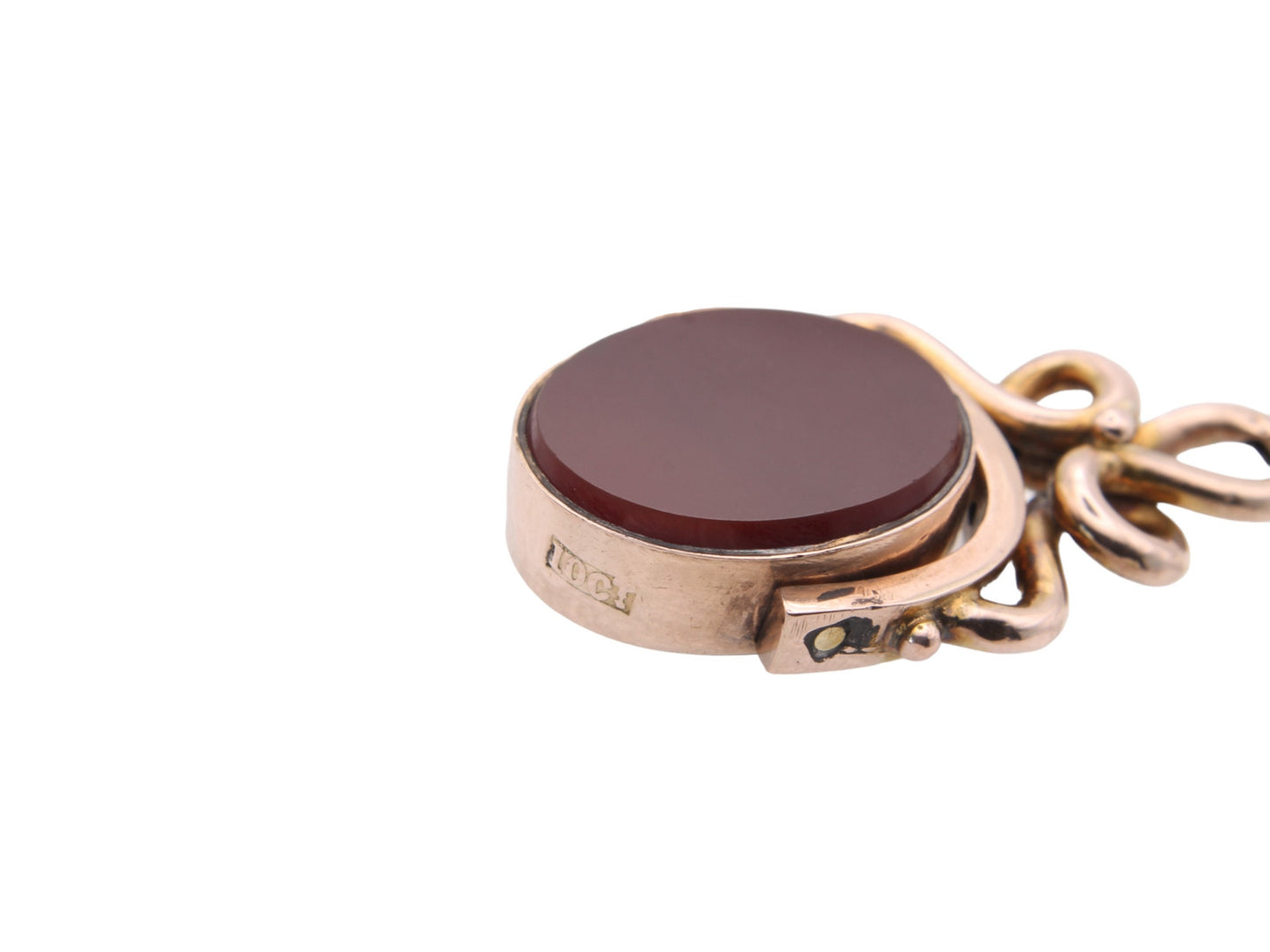 Antique-10ct-Gold-Bloodstone-Carnelian-Spinner-Pendant