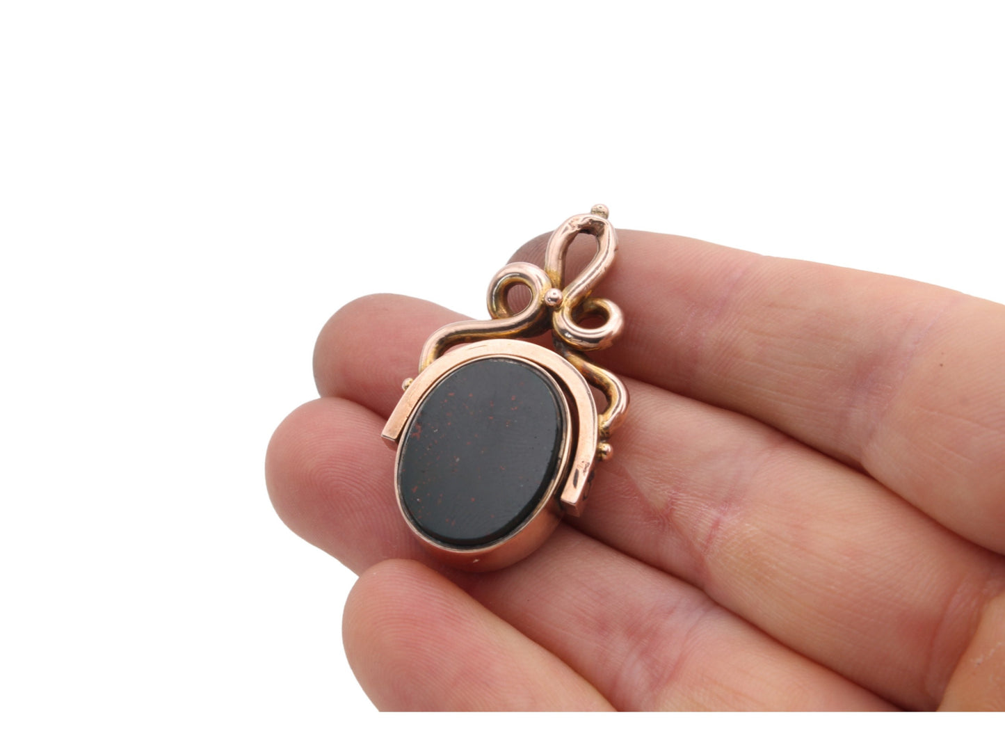 Antique 10ct Gold Bloodstone Carnelian Spinner Pendant