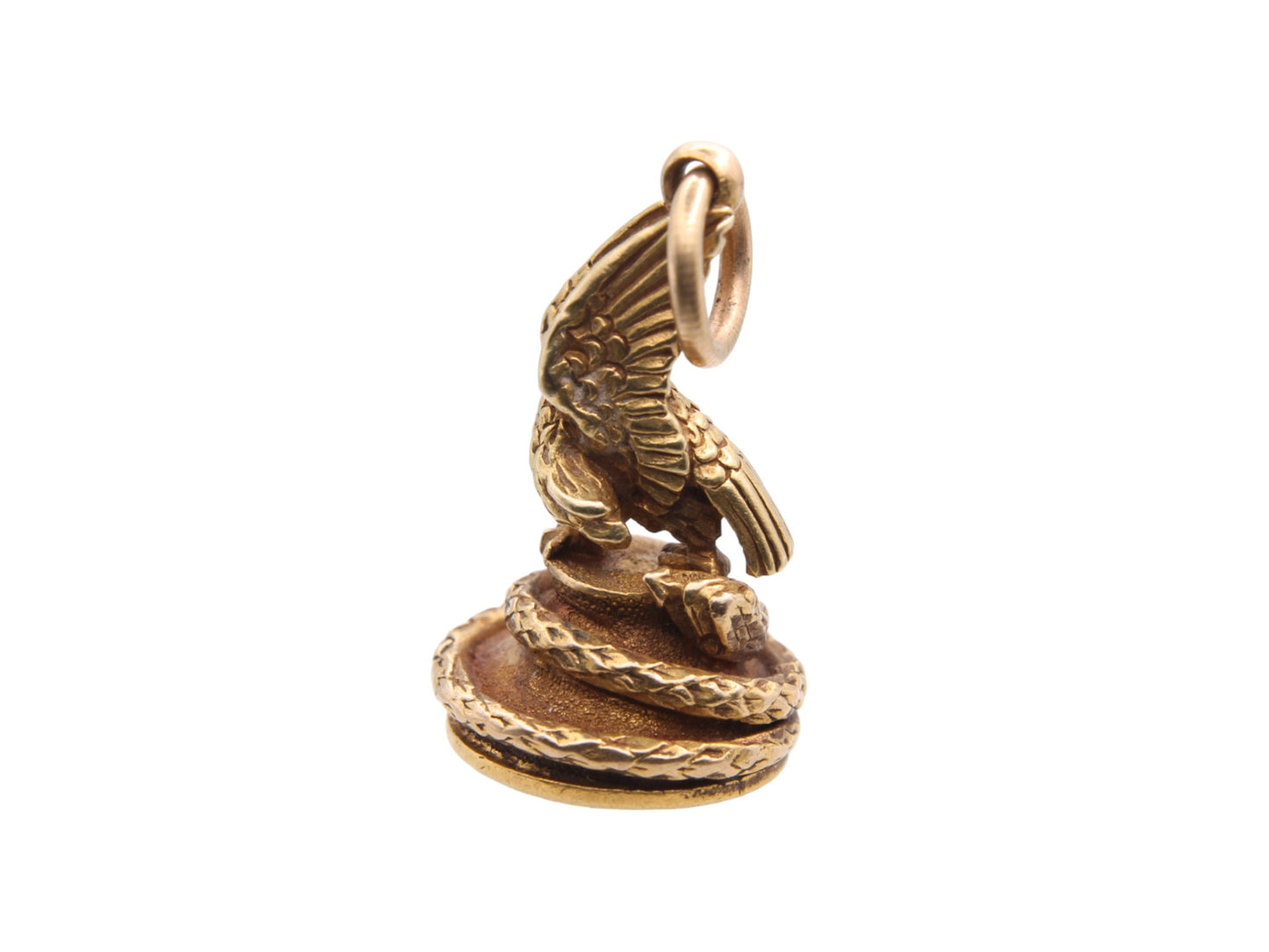 Antique 15ct Gold Phoenix And Snake Pendant Seal