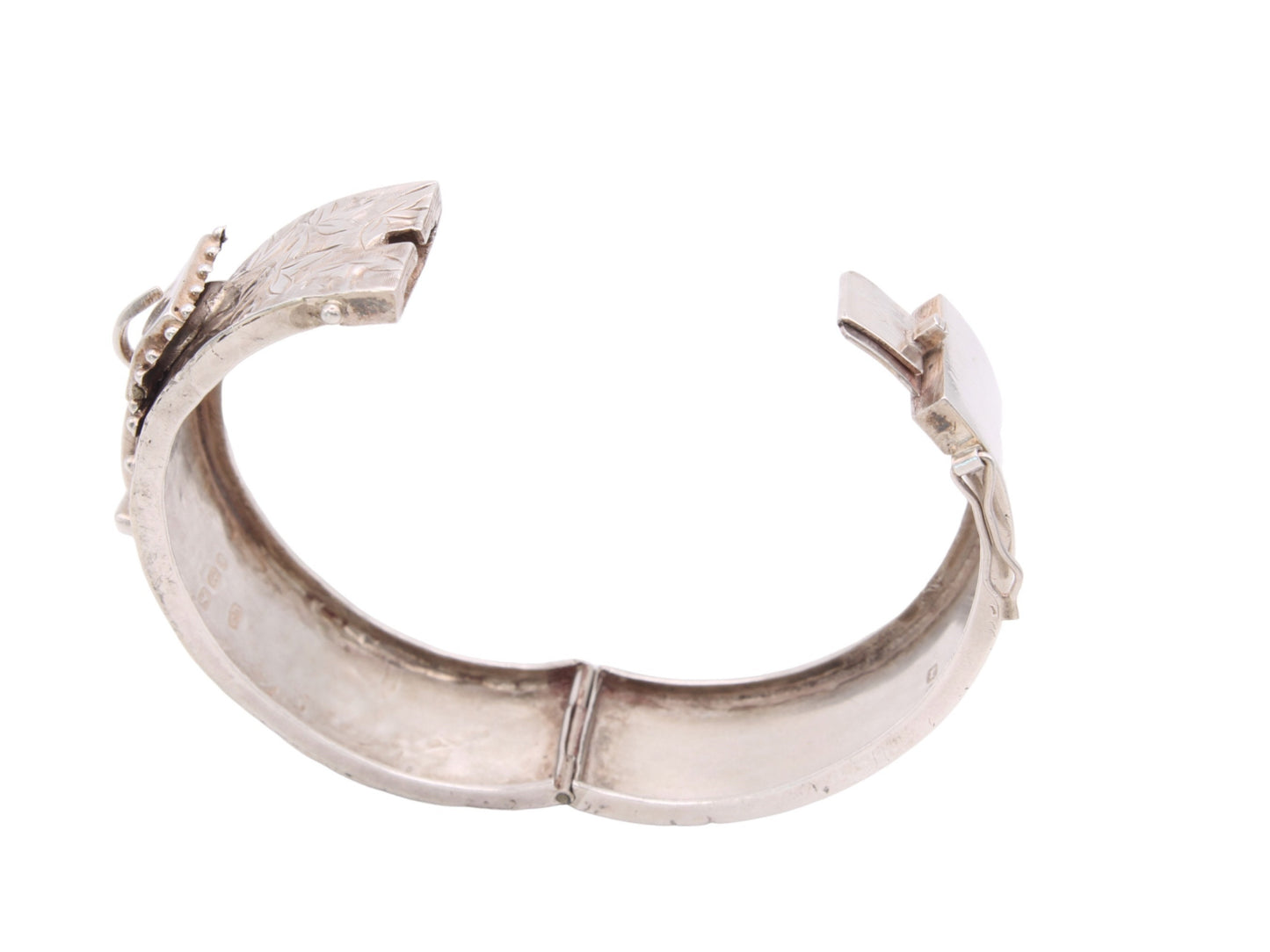 Antique Victorian Decorative Silver Buckle Bangle, 1884