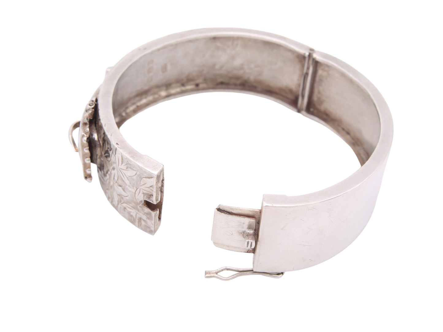 Antique Victorian Decorative Silver Buckle Bangle, 1884