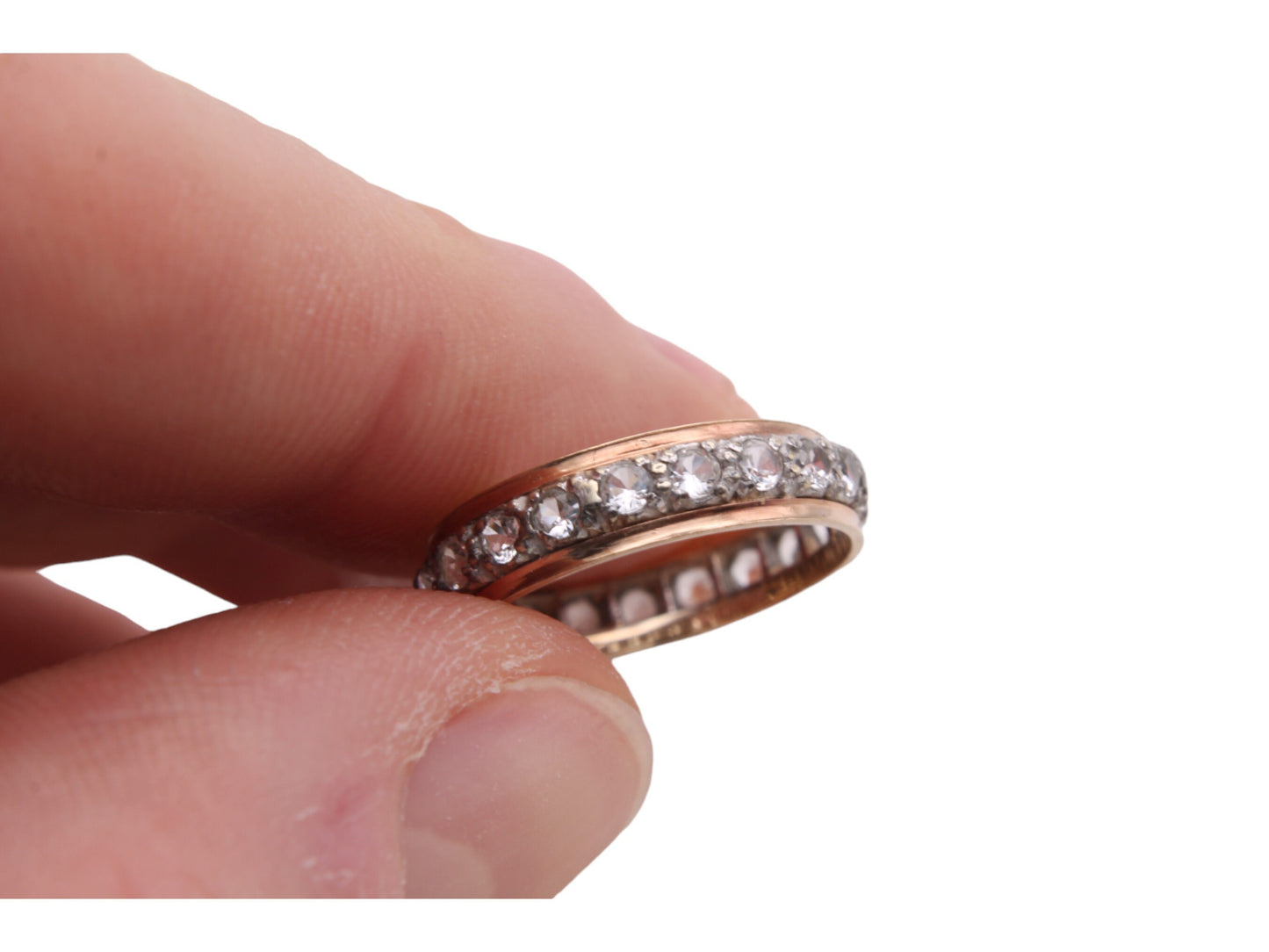 Vintage 9ct Rose gold Paste Eternity Ring