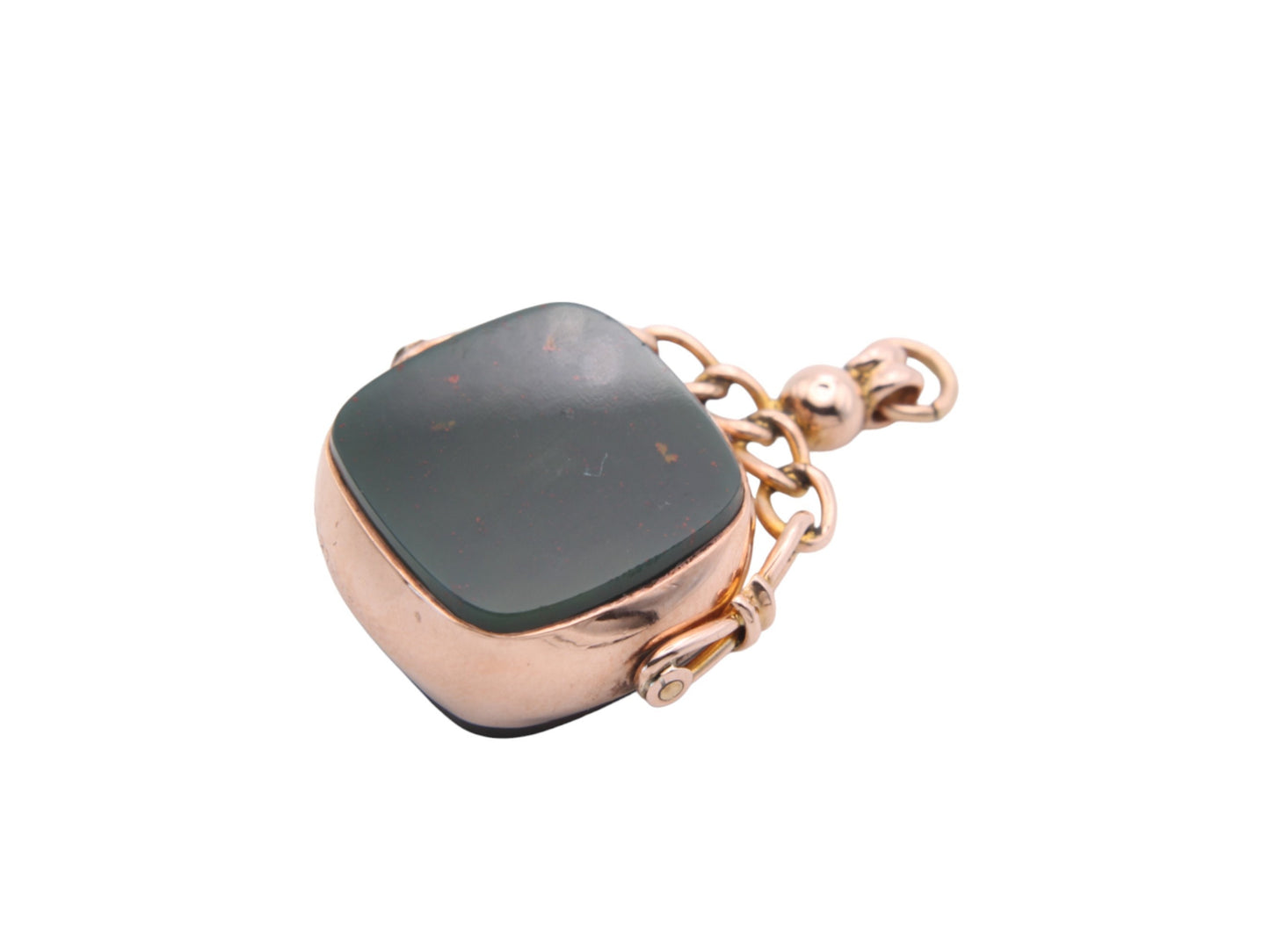 Antique 9ct Rose Gold Bloodstone Carnelian Spinner Pendant